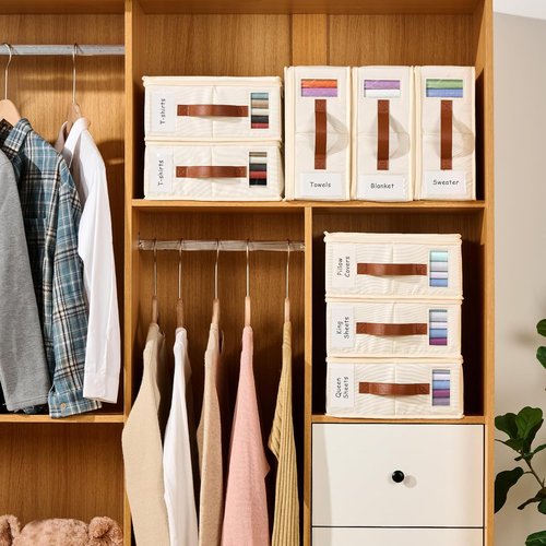 Bed Sheet Organizer 4 Pack - Zippered Storage Solutions with Labels & Handles for Linen Closet | Insect-Proof Design