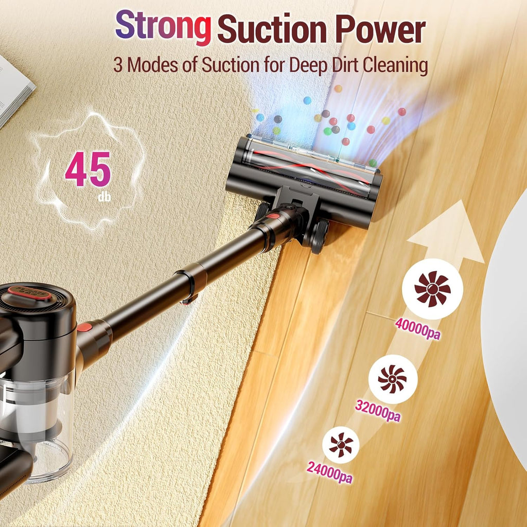 Skiennix Cordless Vacuum Cleaner - 450W Powerful Suction | 50 Minutes Runtime, Lightweight 8-in-1 for Pet Hair & Hard Floors