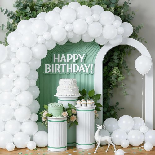 LOLStar White Latex Balloons - 100 Pcs 12-Inch Round Balloons for Wedding & Party Decorations