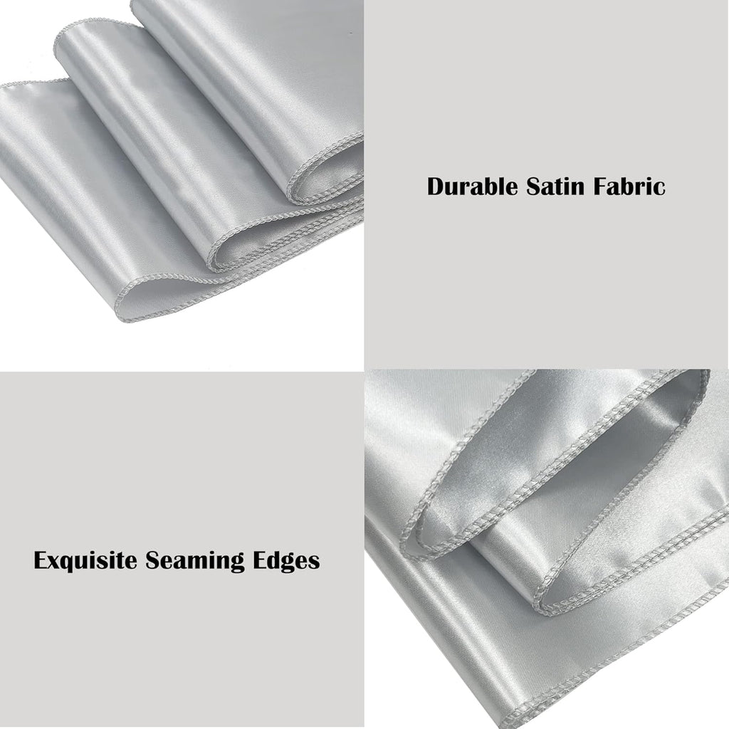 Skiennix Satin Chair Sashes - 50PCS Elegant Ribbon Ties for Wedding & Party Decor | Silver