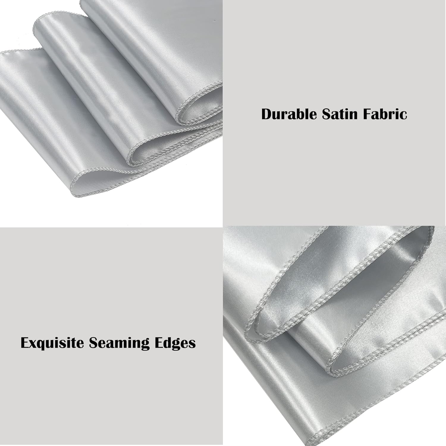 Skiennix Satin Chair Sashes - 50PCS Elegant Ribbon Ties for Wedding & Party Decor | Silver