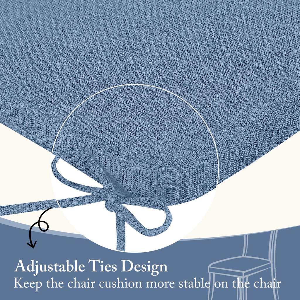 Cozyide Chair Cushions for Dining Chairs, Square Chair Pads with Ties and Non-Slip Bottom, Kitchen Chair Cushions 4 Pack, 16" x 16" x 2", Khaki