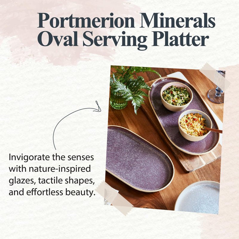 Portmeirion Minerals Oval Dish (12"x 6.4") - Stoneware Tableware with Unique Amethyst Glaze - Contemporary Dining & Essential Scandinavian Entertaining, Durable Ceramic Server for Meals & Gatherings