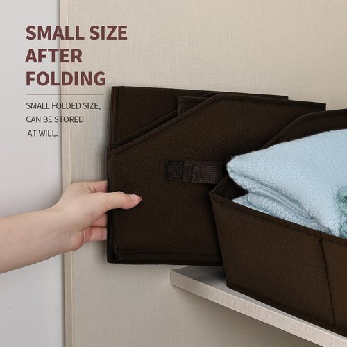 Homsorout Fabric Cube Bins - Collapsible Storage Organizers with Handles, 10 Pack, Brown