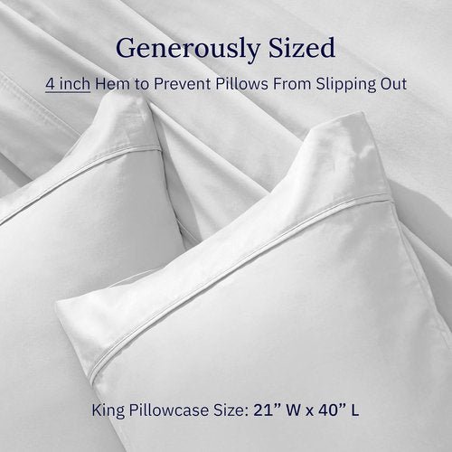 California Design Den King Pillow Cases - Set of 2, 400 Thread Count Sateen, Soft & Breathable Silver