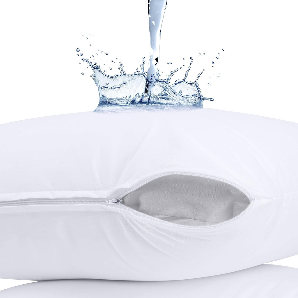 Utopia Bedding Waterproof Pillow Protectors - King Size Zippered Encasement (Set of 4) | Bed Bug & Dust Mite Proof, White