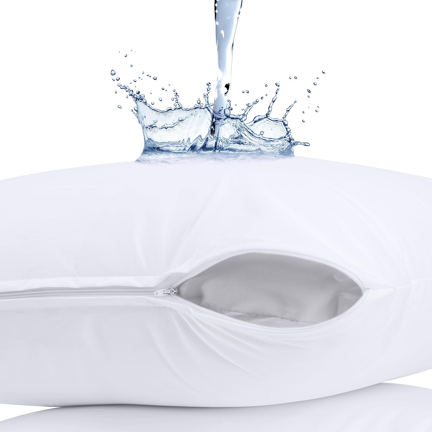 Utopia Bedding Waterproof Pillow Protectors - King Size Zippered Encasement (Set of 4) | Bed Bug & Dust Mite Proof, White