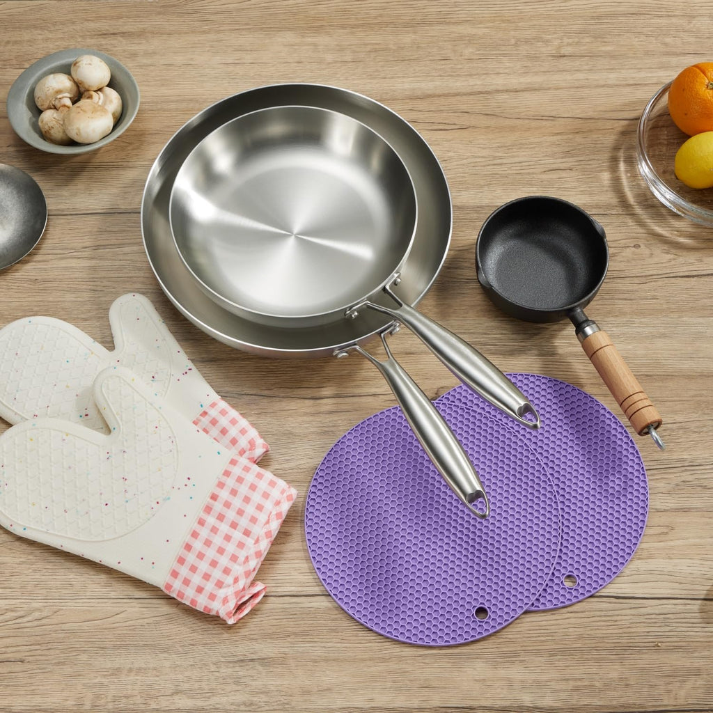 SanheKit 3-Ply Stainless Steel Fry Pan 12 Inch, Induction Compatible, Oven Broiler Safe, Fast and Even Heat, Pots and Pans, Cooking Frying Pan, Skillet, Kitchen, Cookware, Silver