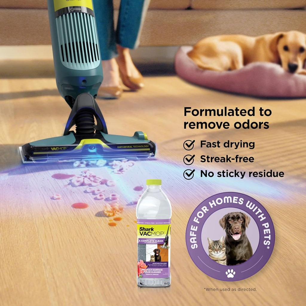 Shark VACMOP Reveal Cordless Hard Floor Cleaner - Powerful Suction & Illumination Light | Includes 4 Pads & 12oz Pet Solution