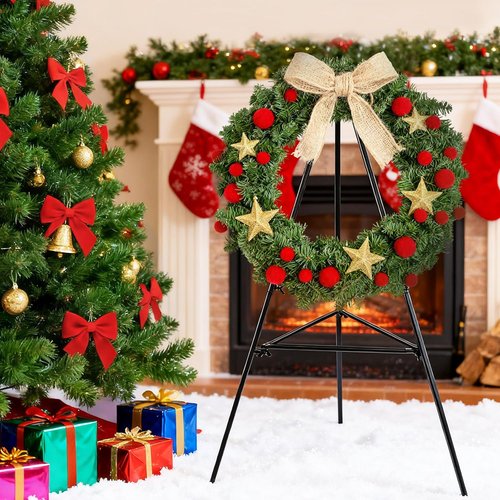 Christmas Metal Wreath Stand Holder by [Brand Name] - Detachable Wreath Easel for Indoor/Outdoor Use | Perfect for Cemetery & Wedding Displays