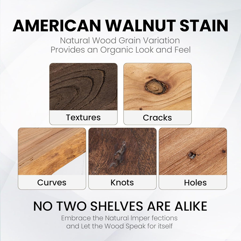 Rustic Elm Wood Floating Shelves by [Brand Name] - Heavy-Duty 36"x9.3" Wall Shelves | Set of 2 for Living Room, Bedroom, Kitchen