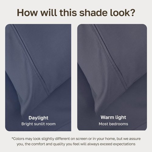 California Design Den Full Size Bed Sheets Set - 100% Cotton, 400 TC, Smooth Sateen Finish, Deep Pockets | Indigo Dusty Blue