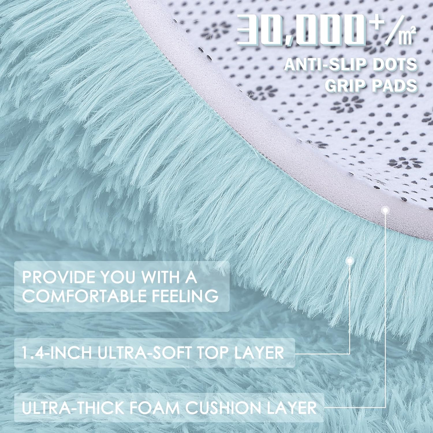 OLANLY Large Area Rug - Soft Fluffy Shaggy Indoor Carpet for Living Room & Bedroom | 8x10 Light Blue