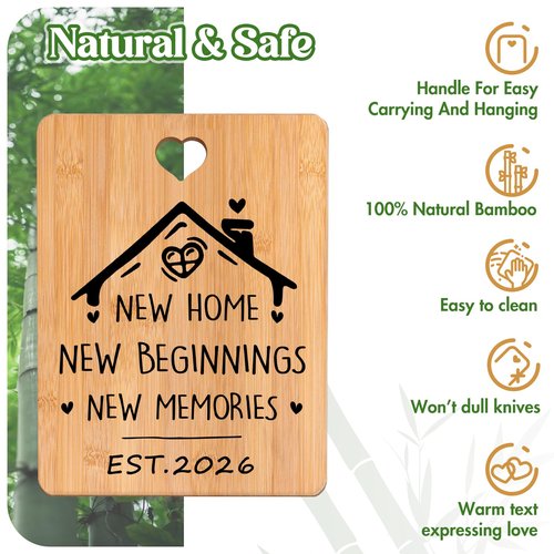 New Home Gifts - Engraved Bamboo Cutting Board, House Warming Gifts New Home 2026, New Home Gifts for Couple, Family, Friends, Ideal Kitchen Gifts, Gifts for New Home