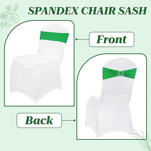 MDS Spandex Chair Sashes - Universal Fit Elastic Bands with Buckle for Weddings & Events | Light Green, Pack of 75