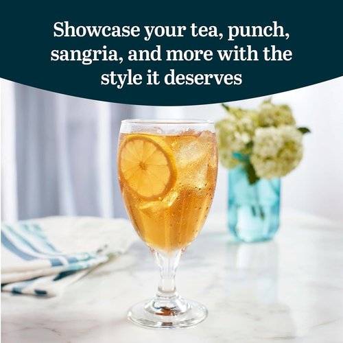 Libbey Classic Glass Goblets - Set of 12 Dishwasher Safe 16.25 Oz Stemmed Drinking Glasses | Perfect for Tea, Sangria, and Parties