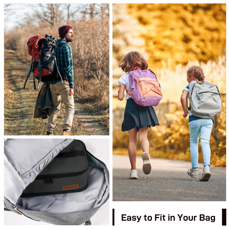 Buringer HOMESPON Expandable Lunch Bag for Men Women Insulated Lunch Box Holder with Handle for Picnics Work Travel(Black)