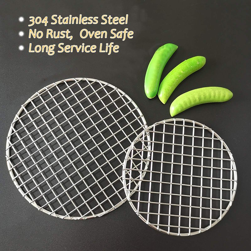 Turbokey Cooling Rack Dia 7" Round Stainless Steel Cross Wire Barbecue Carbon Baking Net Grill Pan Grate for Instant Pot/Pressure Cooker/Oven (180mm/7")