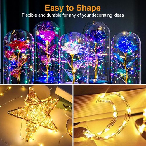 Btfarm 12 Pack Fairy Lights - Battery Operated Twinkle String Lights | 7ft Waterproof Mini Silver Wire, Warm White/Colorful