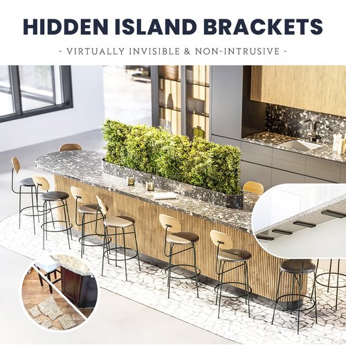 Hidden Island Countertop Support Bracket 1 Pack Black 34 Inch Heavy Duty Granite Countertop Bracket Iron Island Support Brackets for Granite Quartz Wood