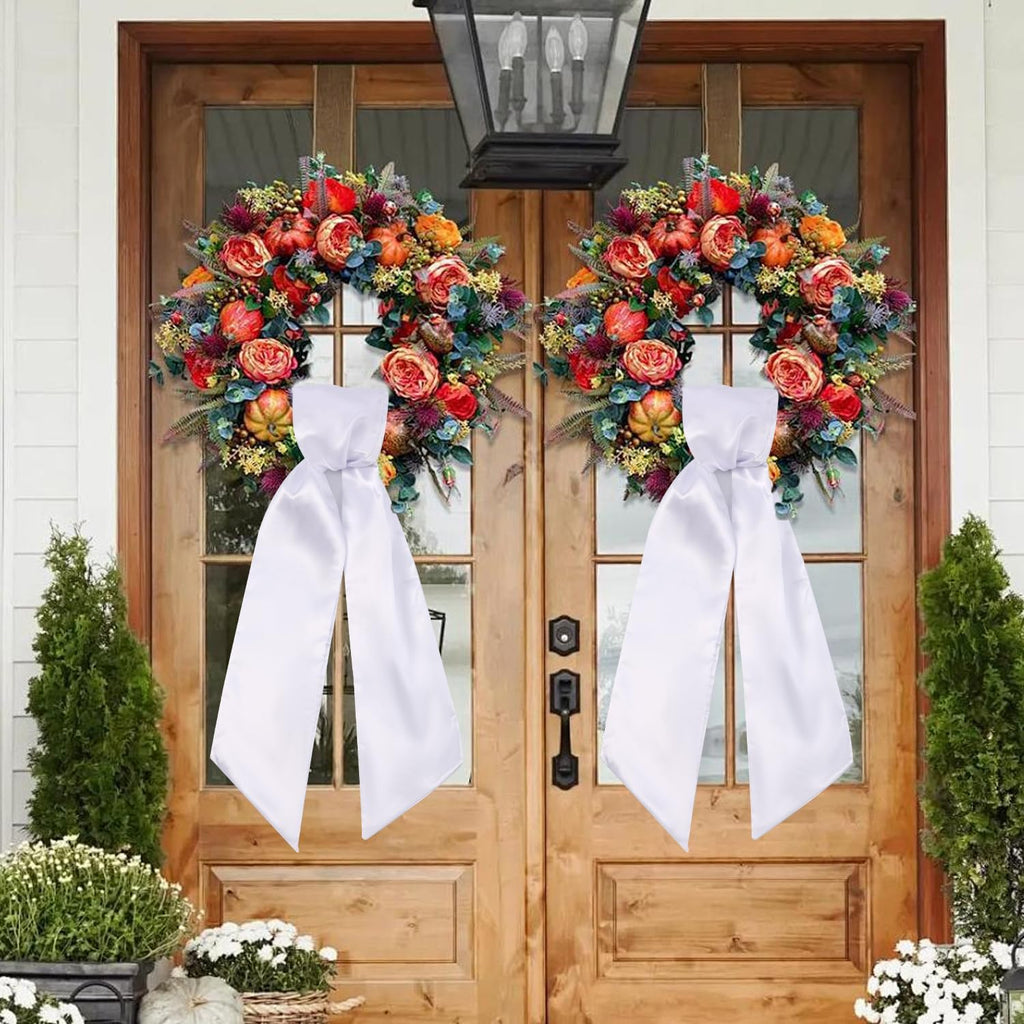 Skiennix Wreath Sash - Blank White Sash for Monogram Embroidery | 5'' W x 54'' L, 2 Pack