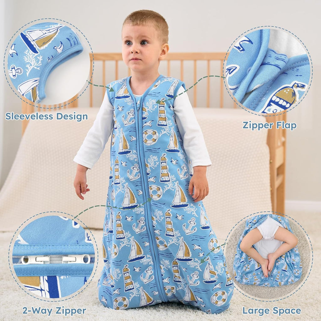 Yoofoss Baby Sleep Sack | 1.5 Tog Organic Cotton Wearable Blanket for Infants 0-6 Months