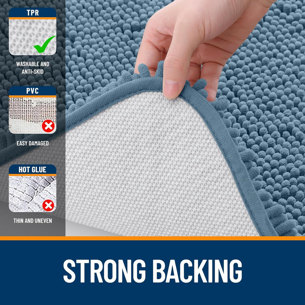 OLANLY Bathroom Rugs - Extra Soft Absorbent Chenille Mats | Quick Dry, Machine Washable, 36x24, Airy Blue