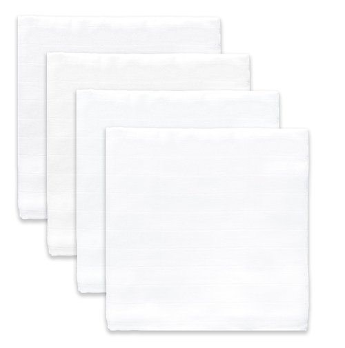 SwaddleDesigns Cotton Muslin Swaddle Blankets, Set of 4, Receiving Blankets for Baby Boys & Girls, Best Shower Gift, 46x46 inches, Pure White