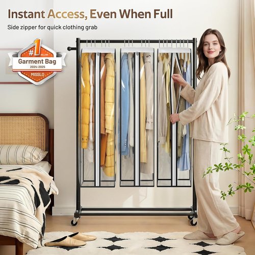 MISSLO 10" Gusseted Clear Garment Bags - 3 Pack 40" Suit Covers for Closet Storage & Clothing Protection