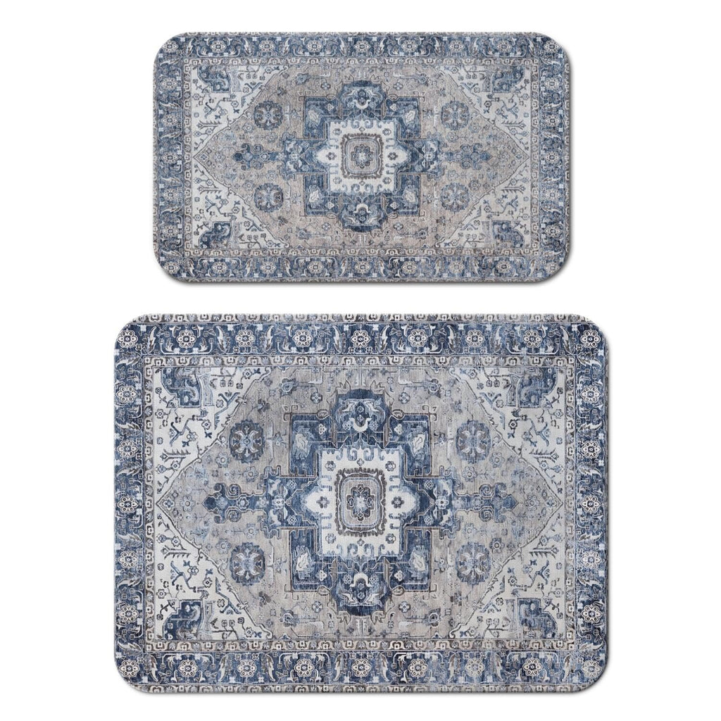 Dish Drying Mat for Kitchen Counter 2 Pack with Non-Slip Rubber Backing - Heat-Resistant Absorbent Coffee Bar Mat, Dish Rack Mat, Boho Dish Drying Mats 18x24+19.5x12 inch