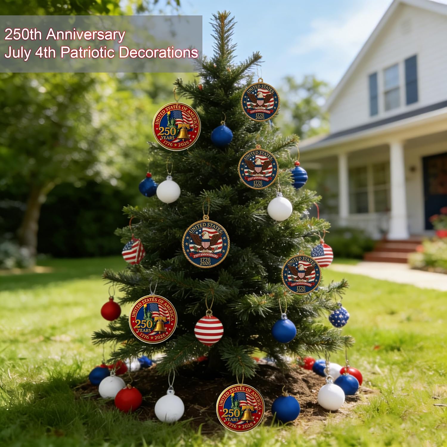 USA 250th Anniversary Ornament Set - 2D Acrylic Patriotic Decor | Perfect 4th of July Gift