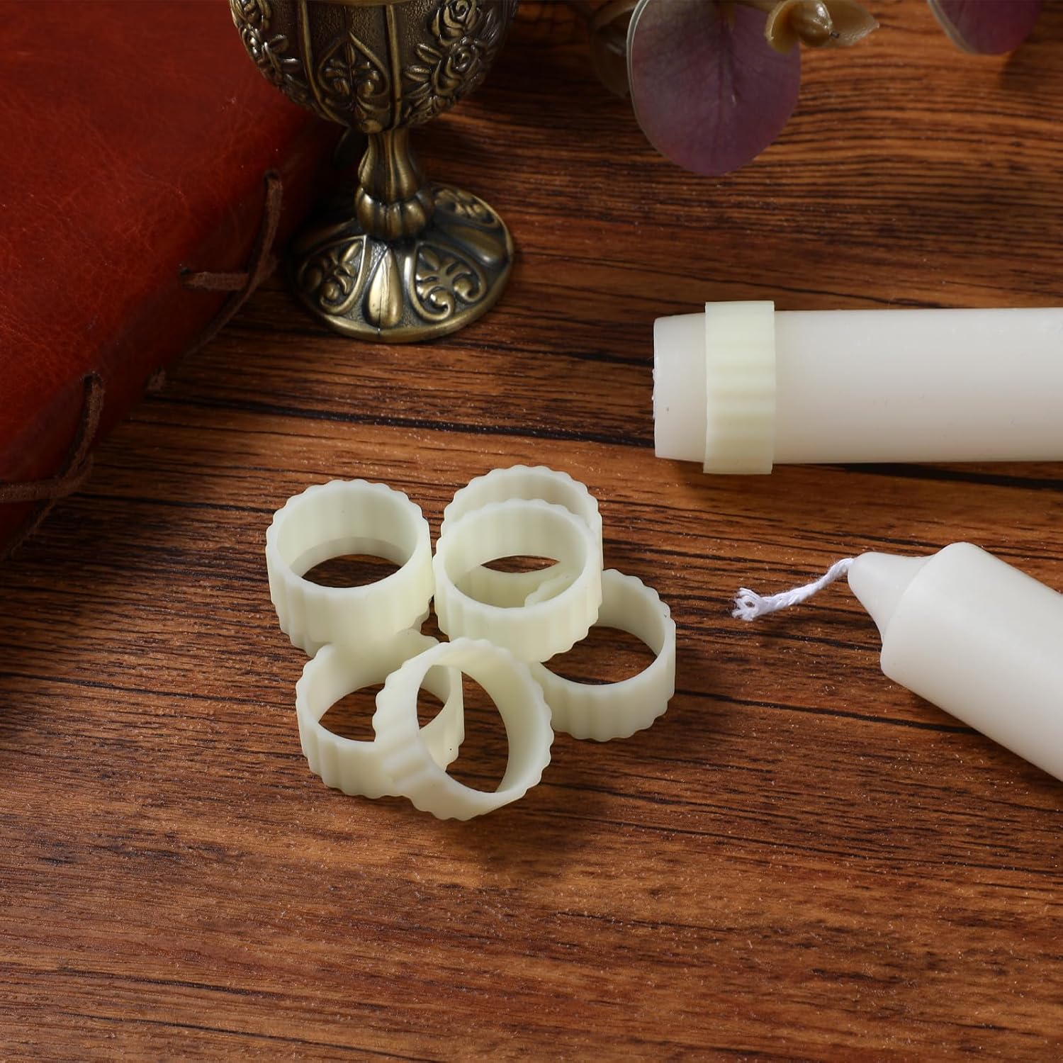 Skiennix Silicone Taper Candle Hugger Grips - 8PCS Candle Holders for Weddings & Home Decor