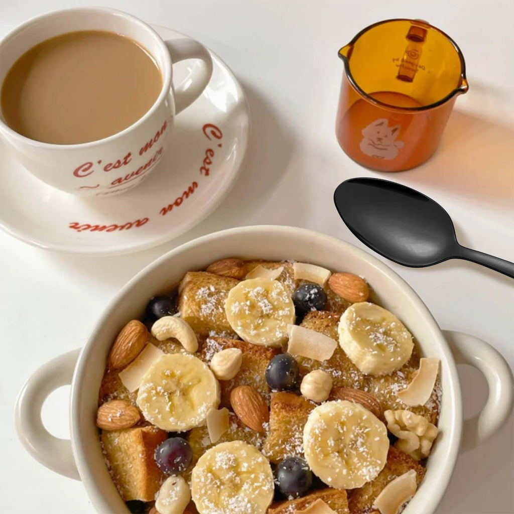 Pleafind 36 Pieces Black Teaspoons Set - 6.2 inch, Spoon Silverware, Stainless Steel Tea Spoons, Mirror Polished Small Teaspoon, Dessert Spoons for Home, Kitchen, Restaurant, Dishwasher Safe