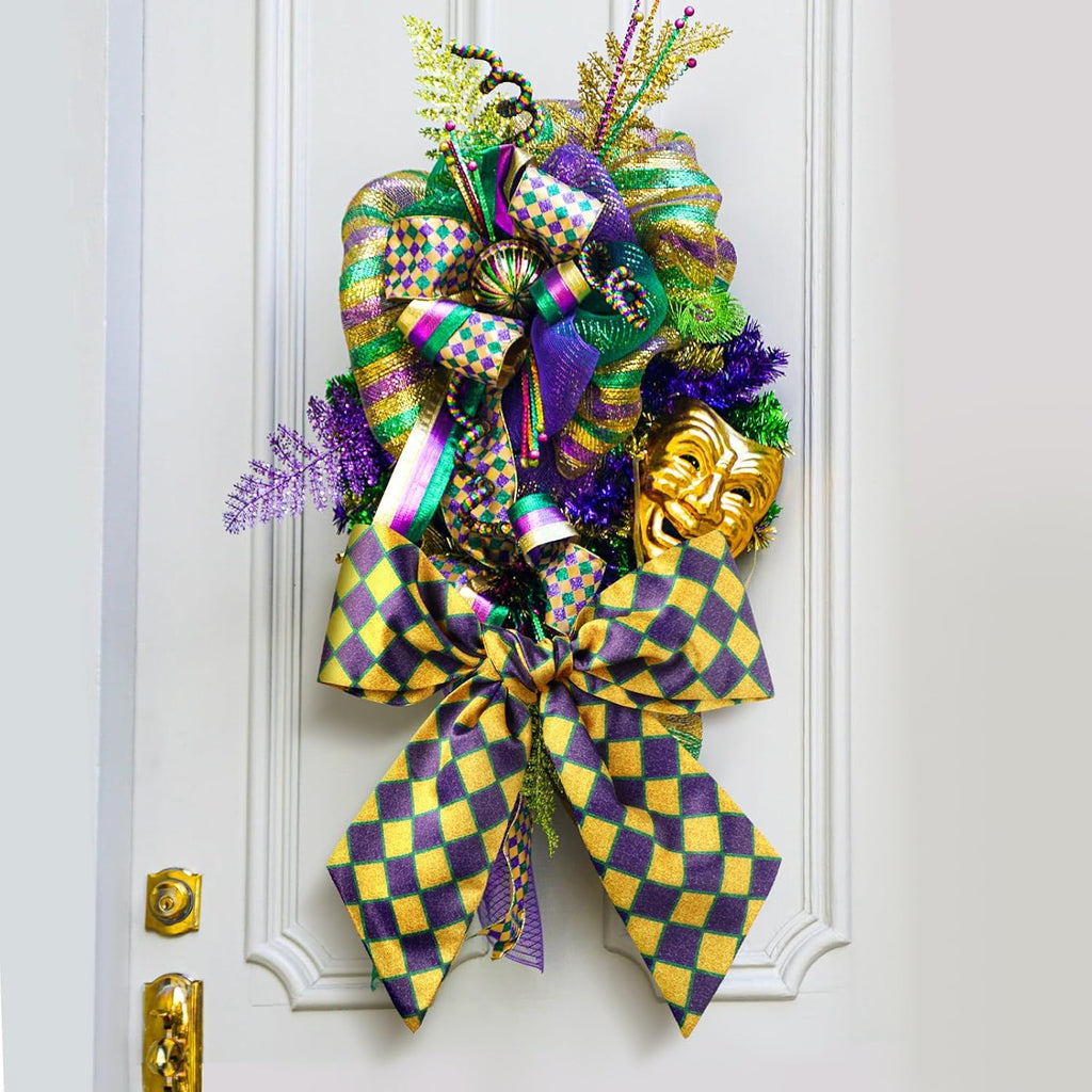 VitalCozy Carnival Wreath Sash - Satin Embroidery Monogram Ribbon for Indoor/Outdoor Decor