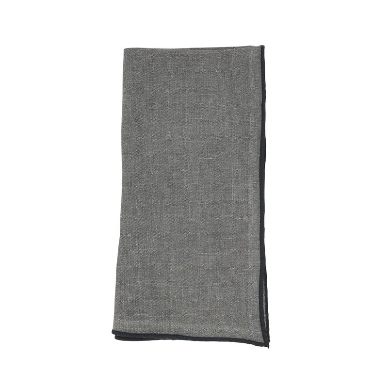 Saro Lifestyle Stonewashed Stitch Border Table Napkins (Set of 4), Slate, 20"
