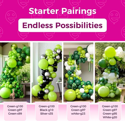 Bezente Lime Green Latex Party Balloons - 100 Pack of 12-Inch Round Helium Balloons for Celebrations