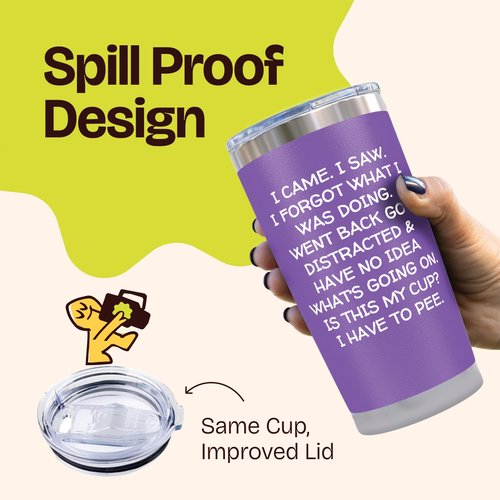 KLUBI Fun Birthday Gifts for Women - I Came I Saw I Forgot Tumbler 20oz Purple Drinking Cups for Elderly Senior Citizen Tumbler I Came I Saw I Forgot Coffee Mug 40 Year Old Gag Gift for Female Her