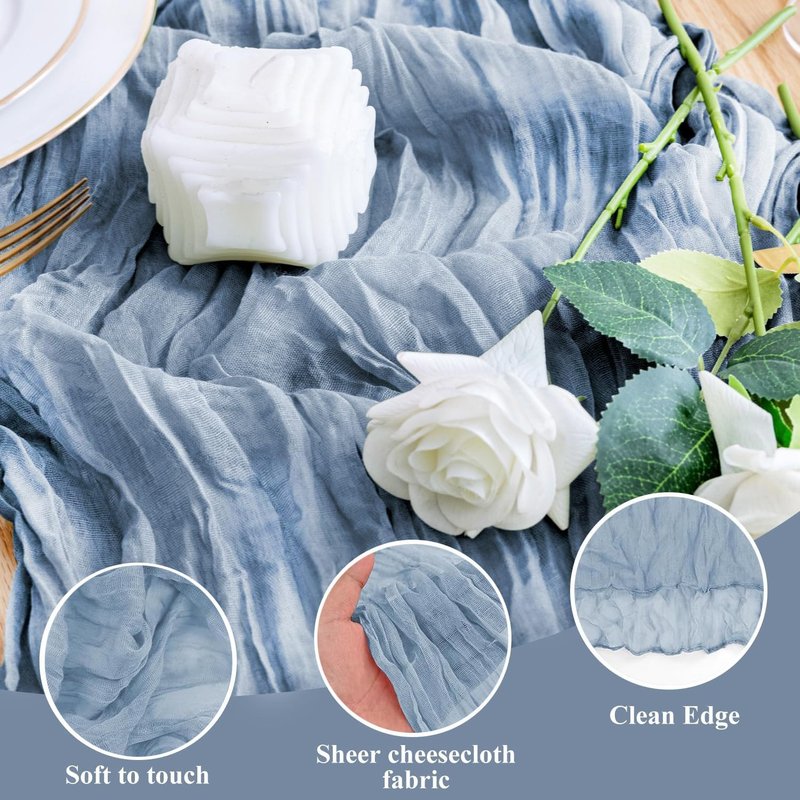 6 Pack Cheesecloth Table Runner - Sage Green Table Runner Boho Gauze Fabric Cheese Cloth Table Runners 35 x 120 Inch Rustic Sheer Runner for Romantic Wedding Table Decoration