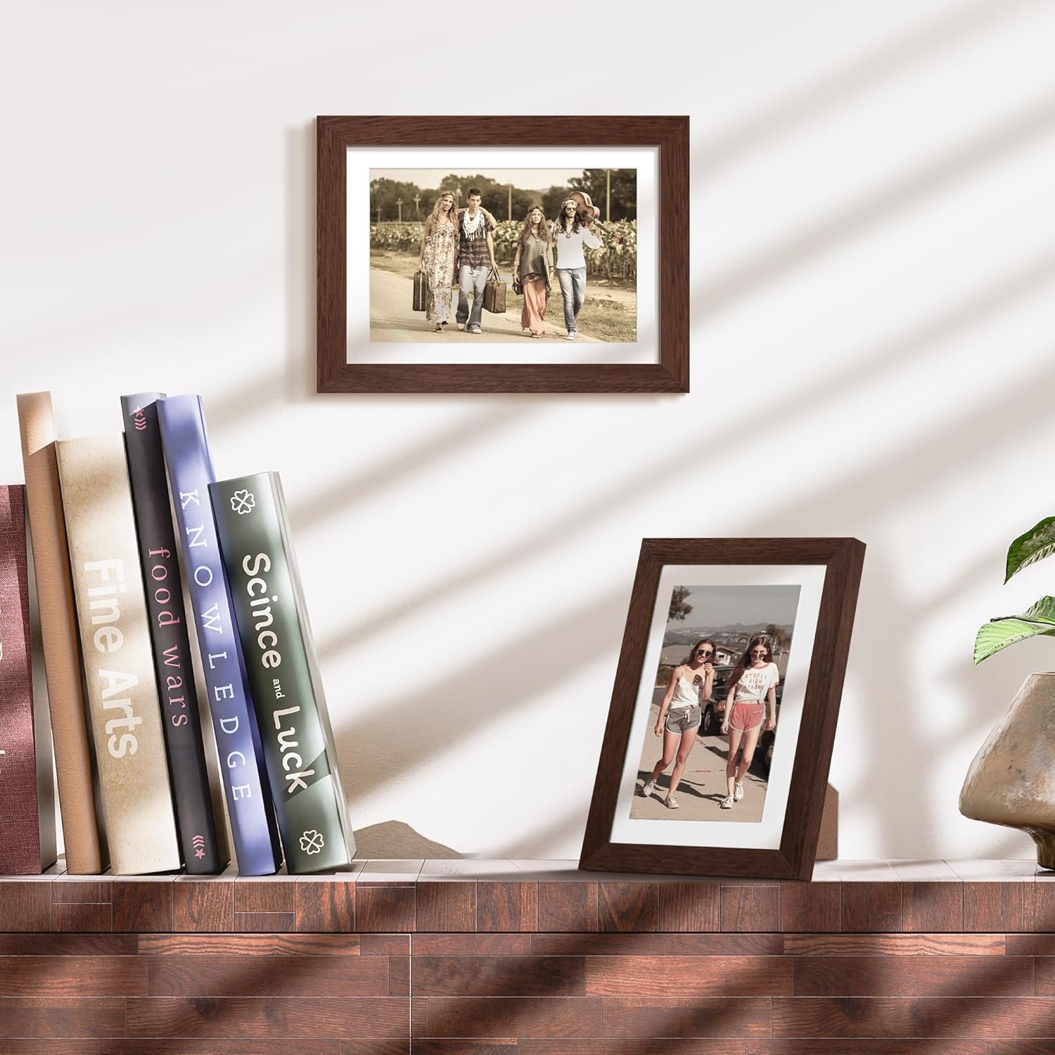 Upsimples 5x7 Picture Frame - Versatile Display for 4x6 or 5x7 Photos | Brown, Wall Hanging, 1 Pack