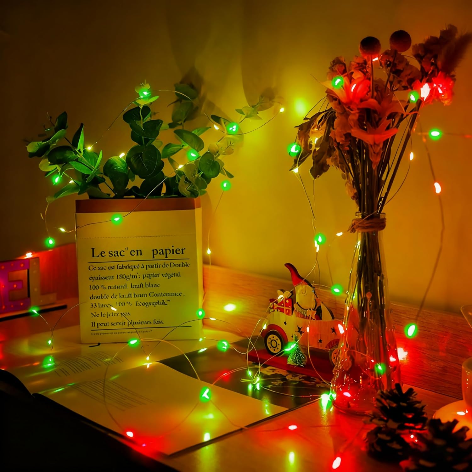 Skiennix 12 Pack Fairy Lights - 7Ft 20 LED Twinkle String Lights | Waterproof & Battery Operated for Parties, Weddings, Christmas & More - Red & Green