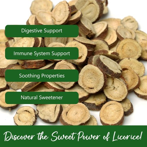 NPG Licorice Root Slices 16 Oz, Gan Cao Slice Root for Home Tea, Traditional Chinese Herbal Tea, Ingredient for Baking, Beverage Mix, Pure Liquorice Flavor, Resealable Bag for Freshness