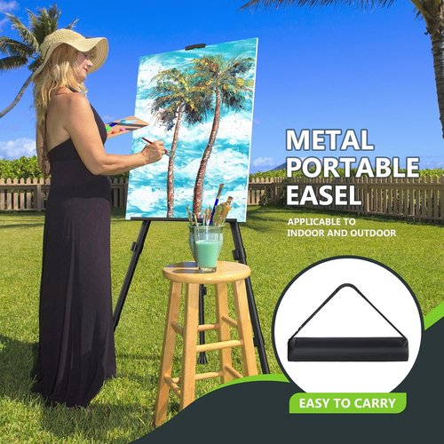 Hemndic 66" Heavy-Duty Easel Stand for Painting - Portable Travel Display Easel (2 Pack)