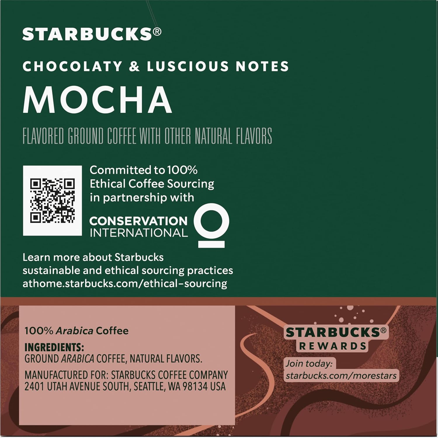 Starbucks K-Cup Mocha Coffee Pods - Rich Chocolate Flavor | Pack of 2 Pods