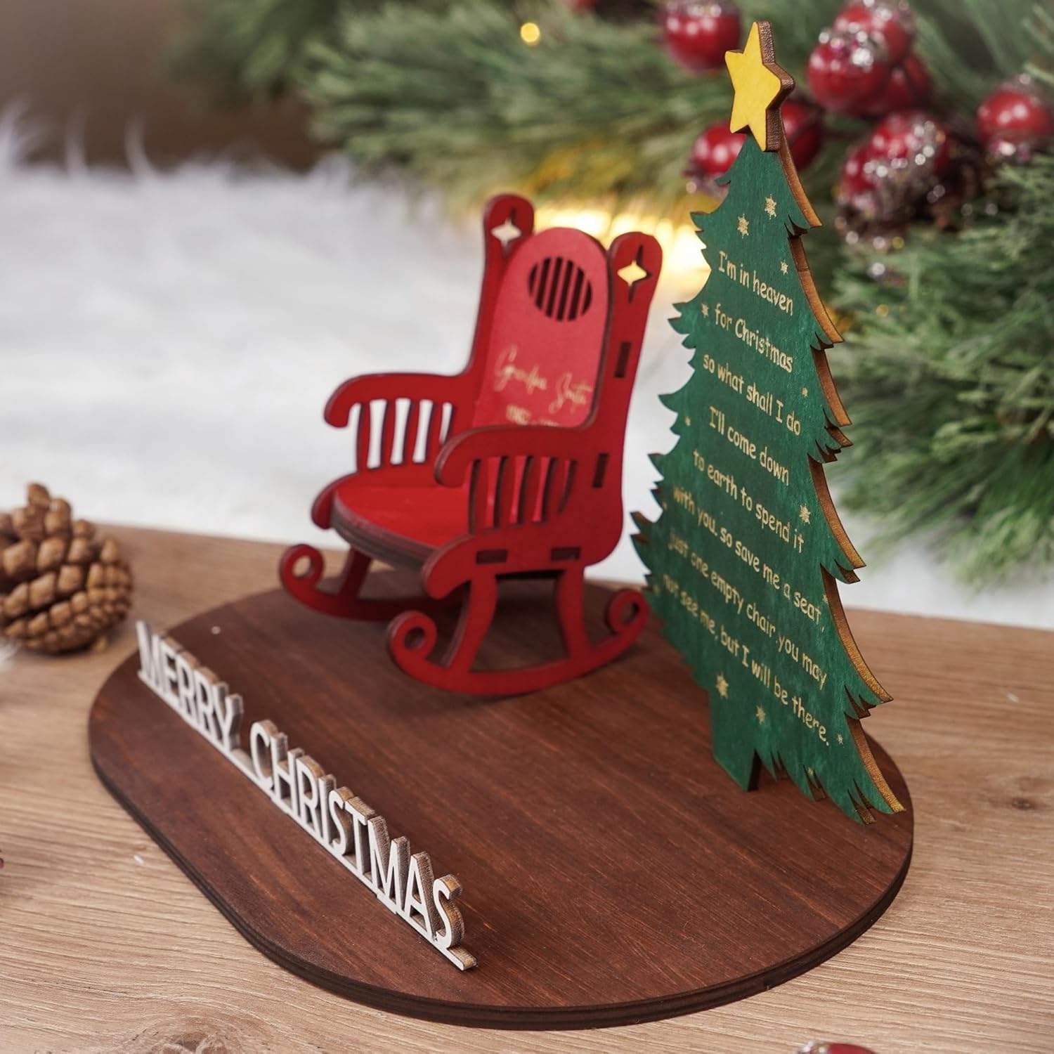 Regine Switzerland Memorial Candleholders - Personalized Name Sign with Rocking Chair & Cardinal | Thoughtful Keepsake for Loved Ones
