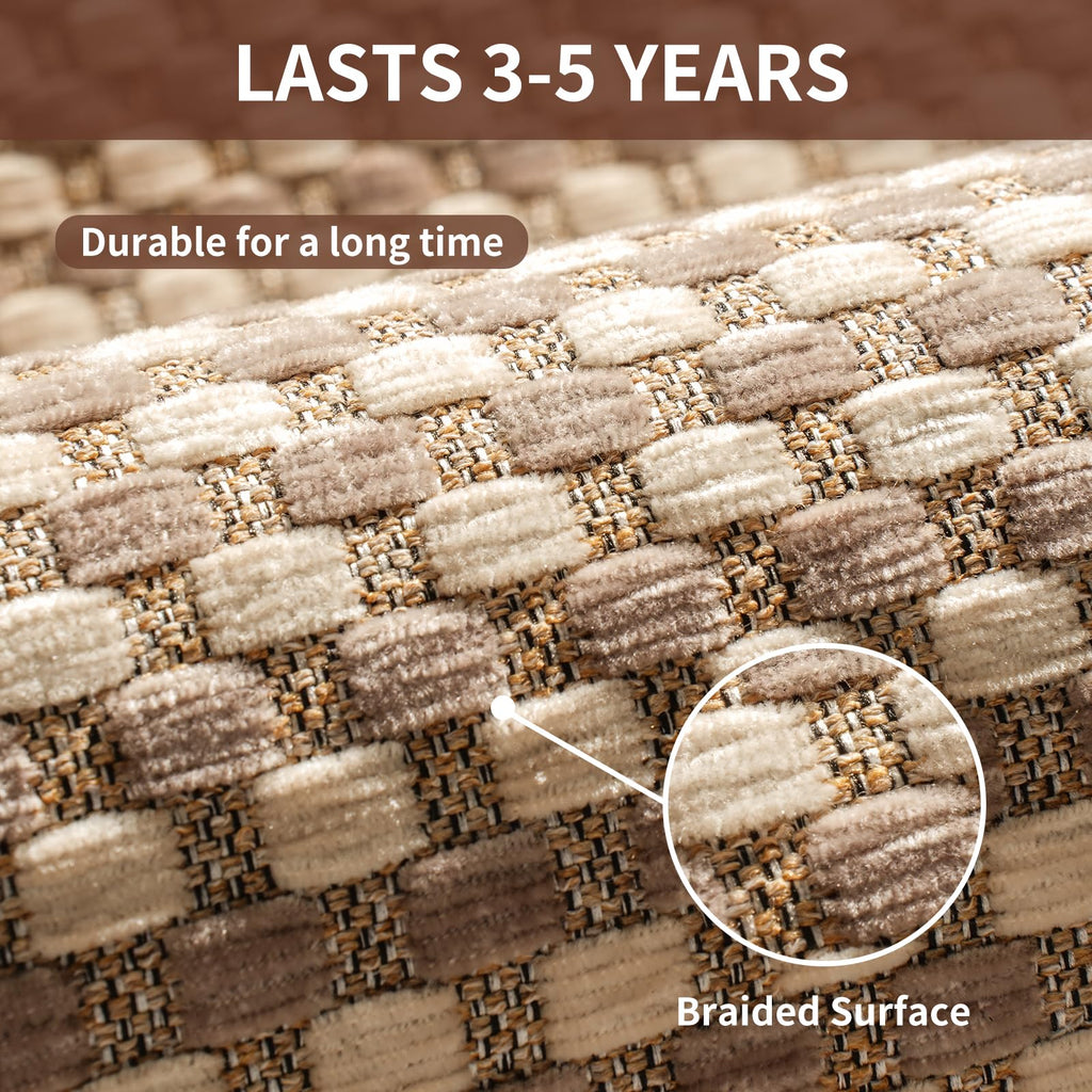 YDKGL Large Kitchen Runner Rugs Long Kitchen Mat Non Slip Washable, Super Absorbent Soft Chenille Braided Kitchen Mats for Floor, Rubber Backing Kitchen Sink Standing Mat, Easy Clean, Brown 36"x71"