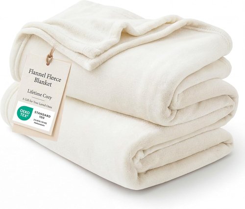 Bedsure Fleece Blanket - Soft, Lightweight, Plush King Size Cream Microfiber, 108x90 Inches