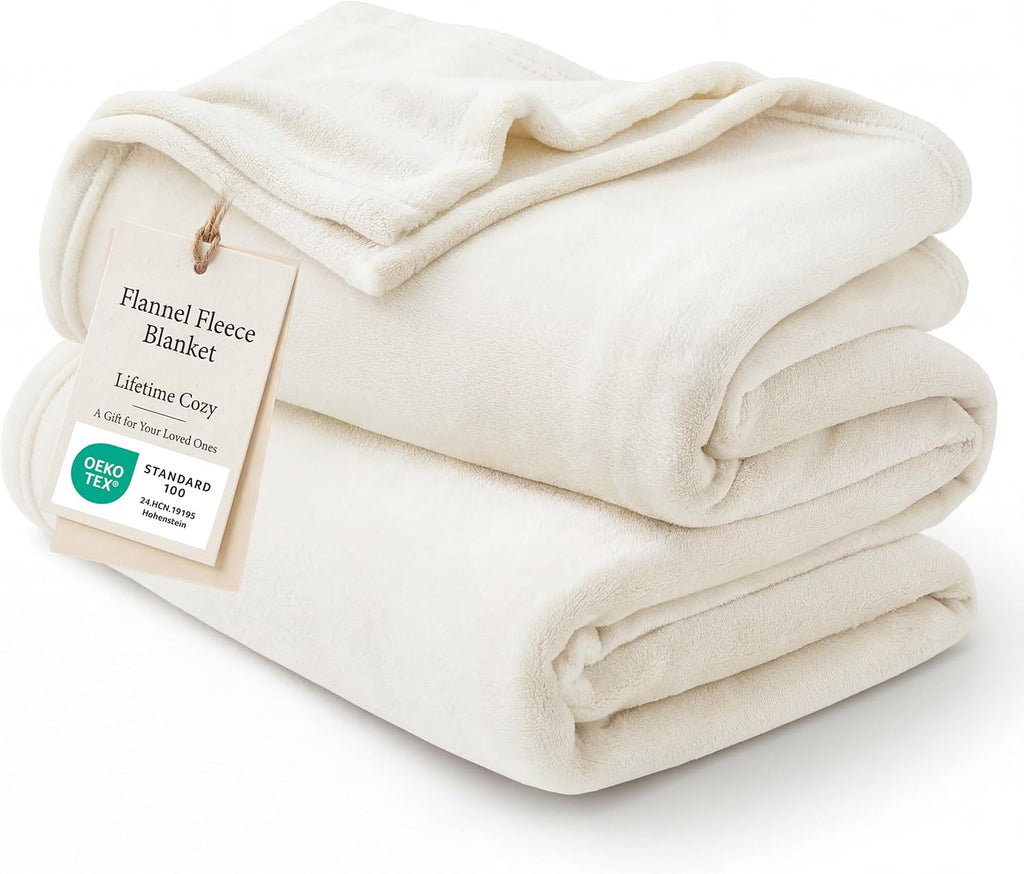 Bedsure GentleSoft Fleece Blanket - Queen Size Cream Plush & Cozy Microfiber, 90x90 Inches for Mother's Birthday Gifts