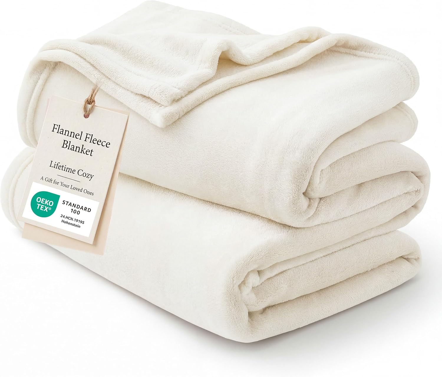 Bedsure GentleSoft Fleece Blanket - Queen Size Cream Plush & Cozy Microfiber, 90x90 Inches for Mother's Birthday Gifts