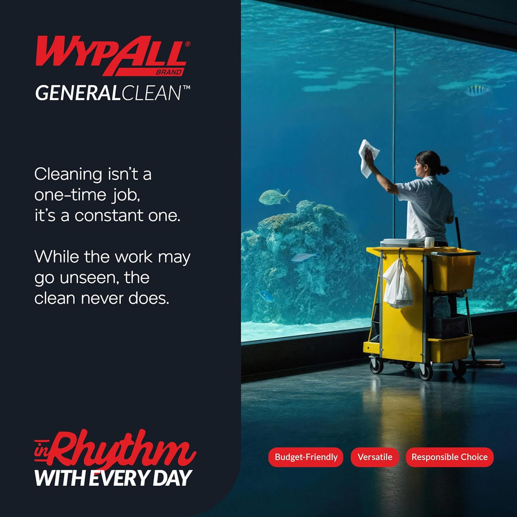 WypAll GeneralClean X60 Cleaning Wipes - Strong & Absorbent Multi-Task Towels, Jumbo Blue Roll (1,100 Sheets)