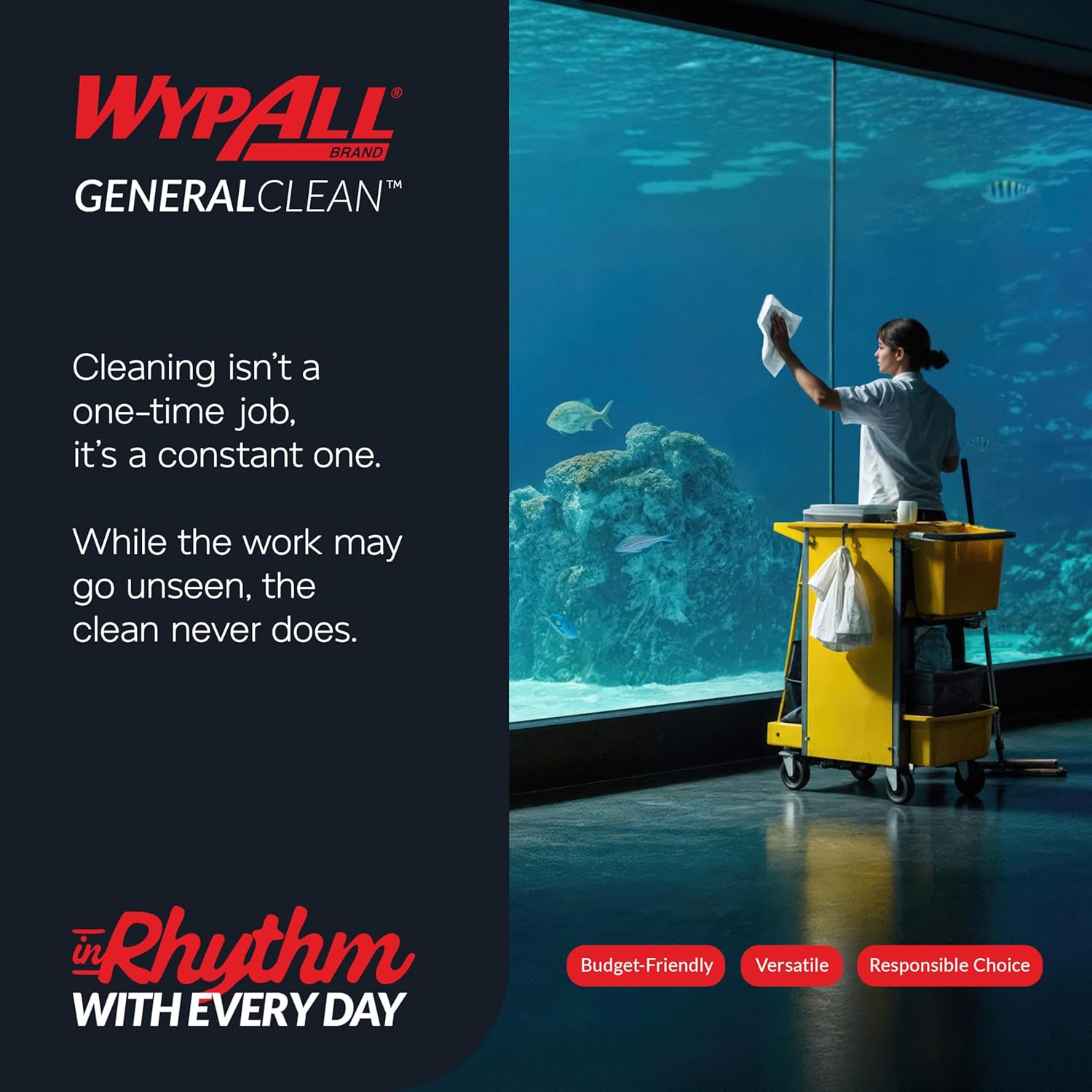 WypAll GeneralClean X60 Cleaning Wipes - Strong & Absorbent Multi-Task Towels, Jumbo Blue Roll (1,100 Sheets)